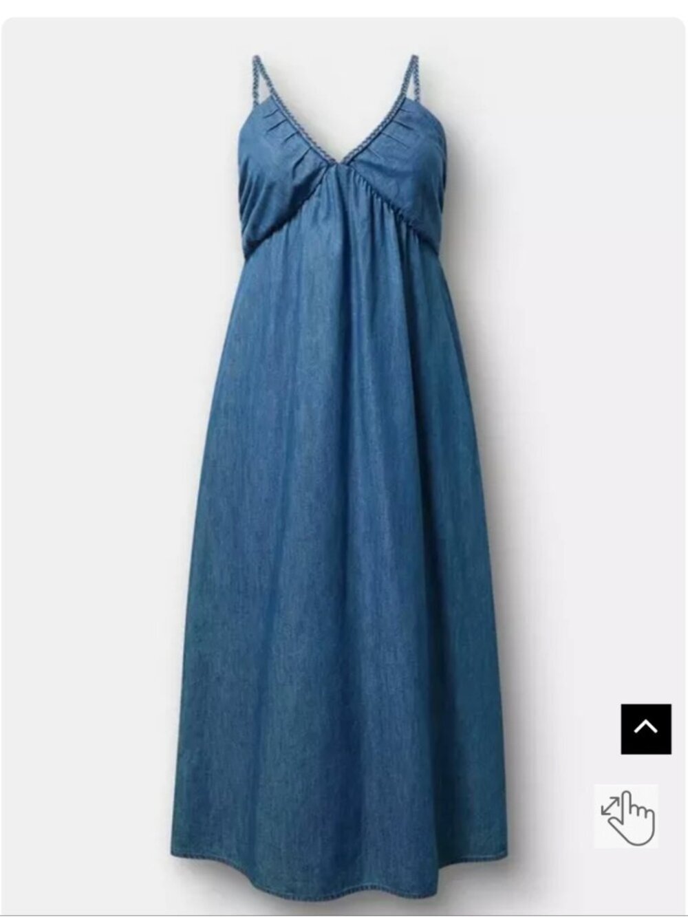 Torrid Maxi Dress Size Light Wash Braided Straps 100 % Cotton Size M/L - Picture 3 of 13